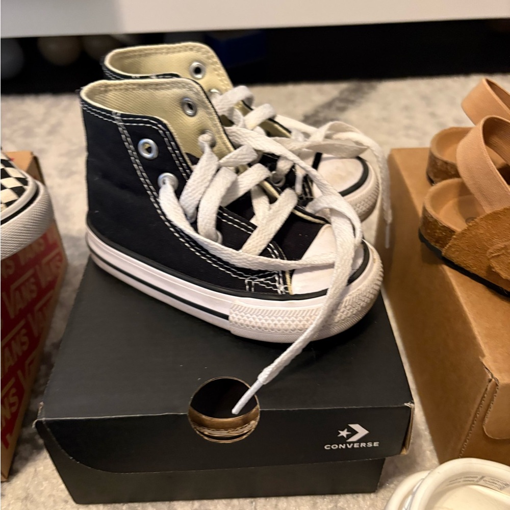 Converse Toddler Black and White High-Top Canvas Sneakers
